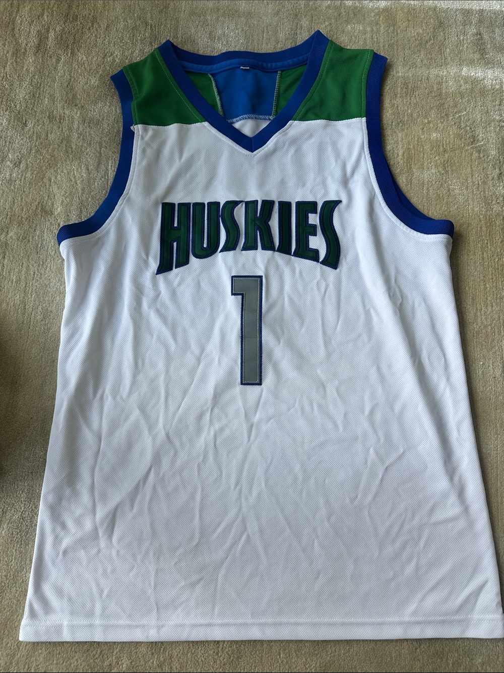Lamelo Fans Huskies White & Green Basketball Jersey - Team Number 1